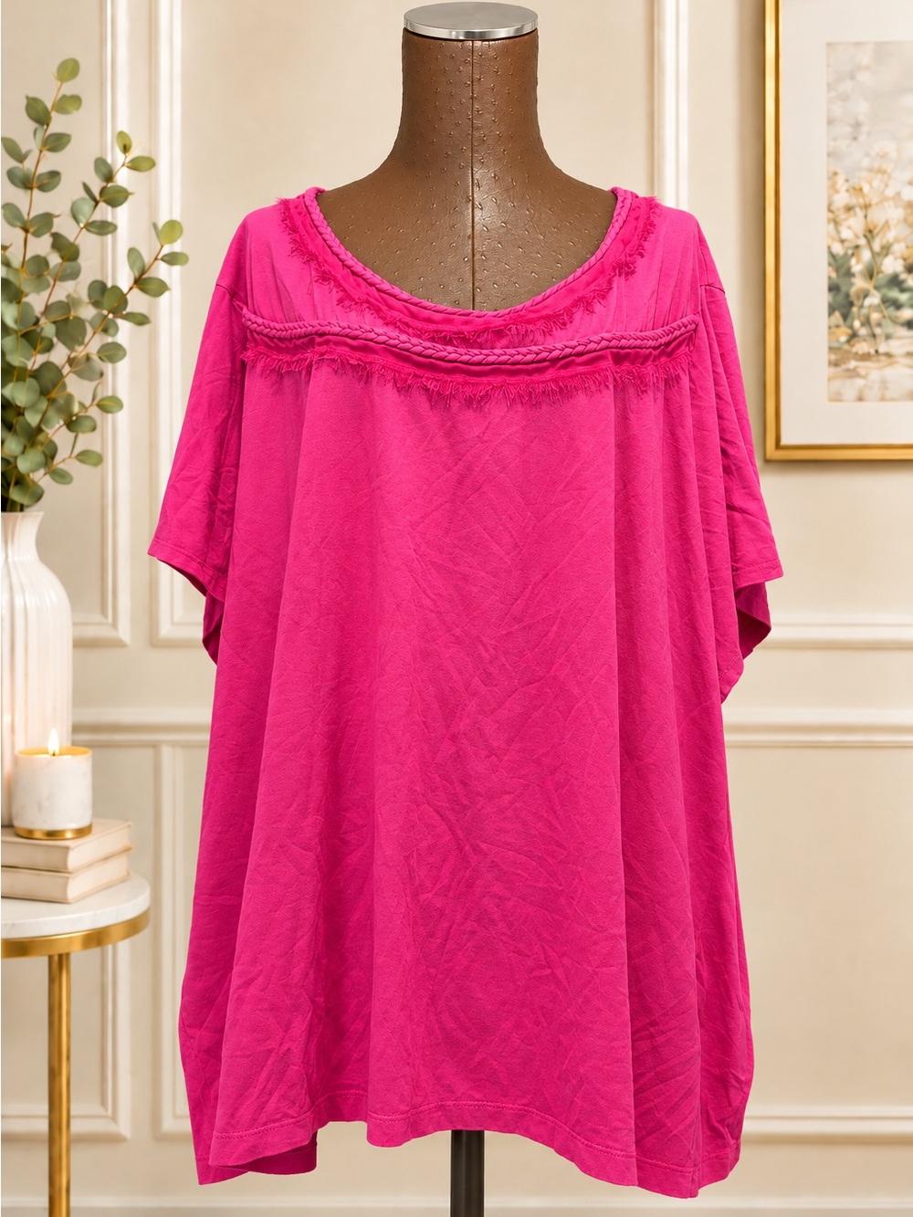 3for$20 Fashion Bug Bright Hot Pink Scoop Neck Tunic 4x